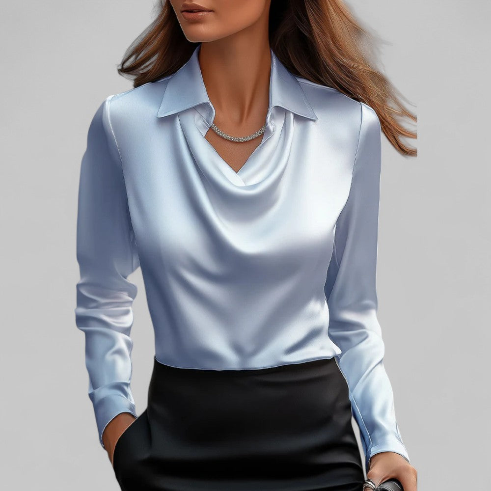 Vivian | Satin Draped Neck Blouse
