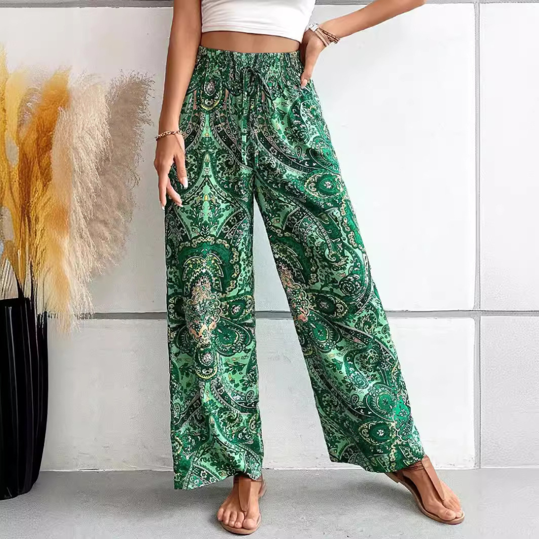Hannah | Boho Print Wide Leg Trousers