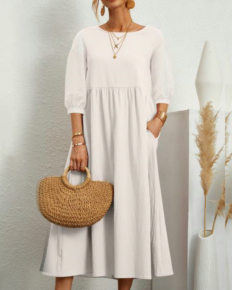 Florence | Midi Dress with Pockets and 3/4 Sleeves