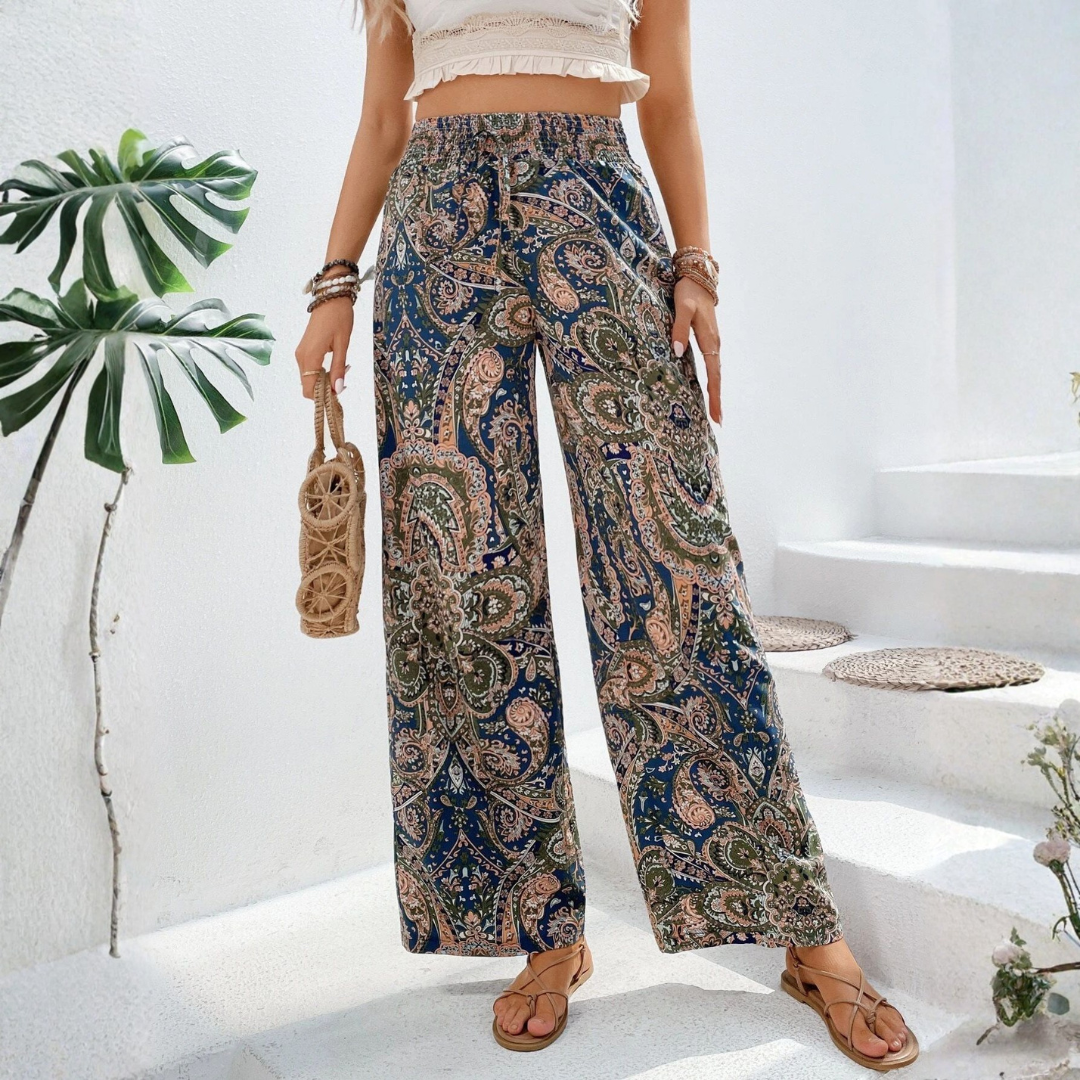 Hannah | Boho Print Wide Leg Trousers