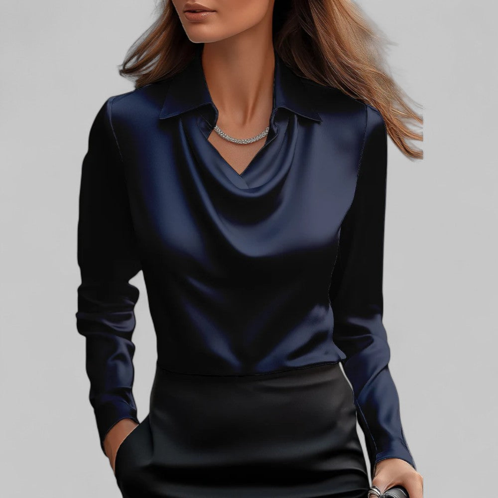 Vivian | Satin Draped Neck Blouse