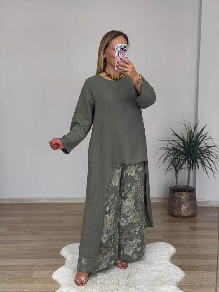 Penelope | Long Sleeve Top & Printed Pants Set