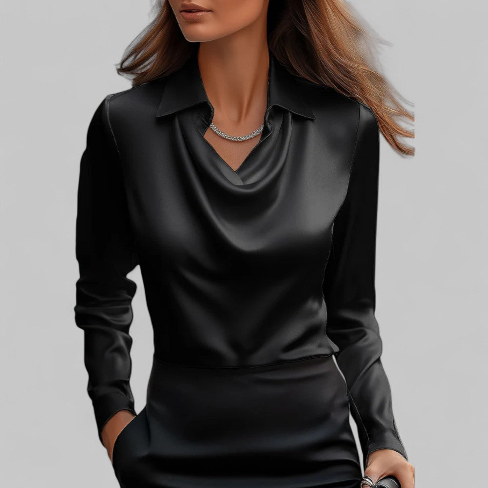 Vivian | Satin Draped Neck Blouse
