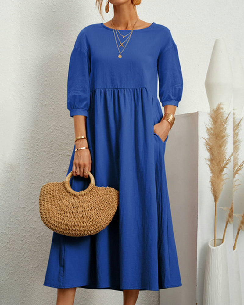 Florence | Midi Dress with Pockets and 3/4 Sleeves