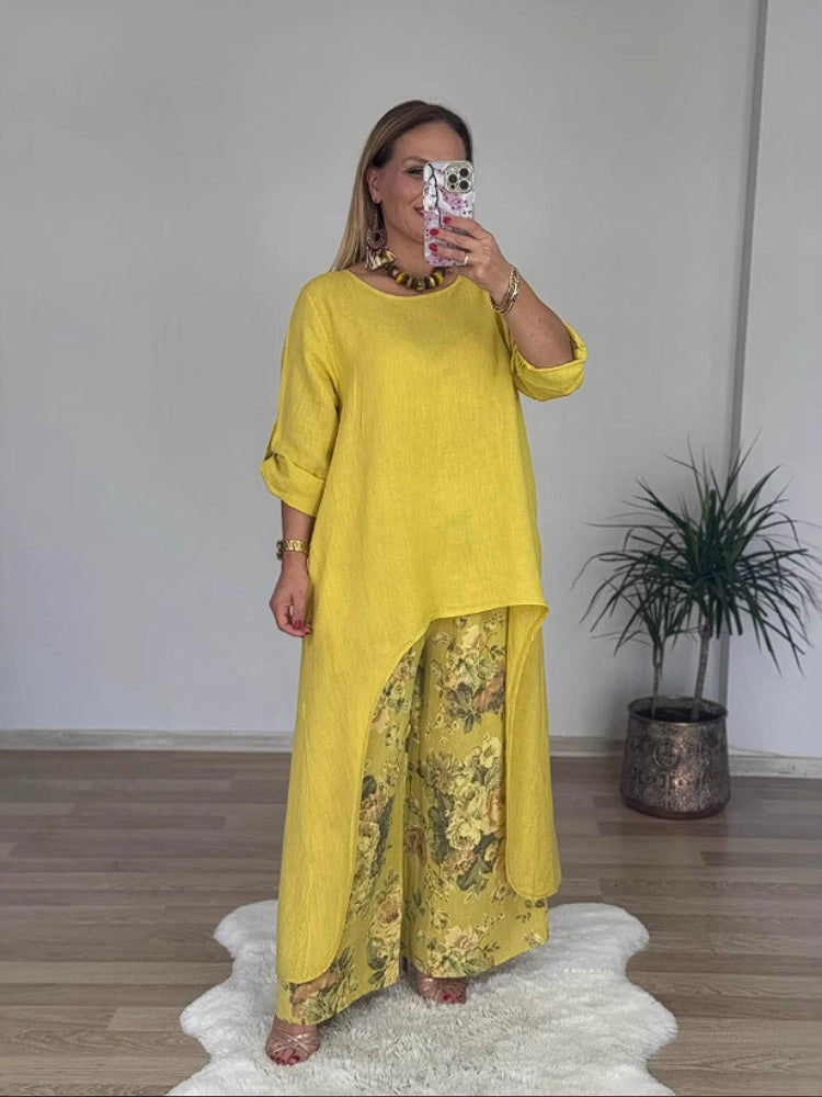 Penelope | Long Sleeve Top & Printed Pants Set