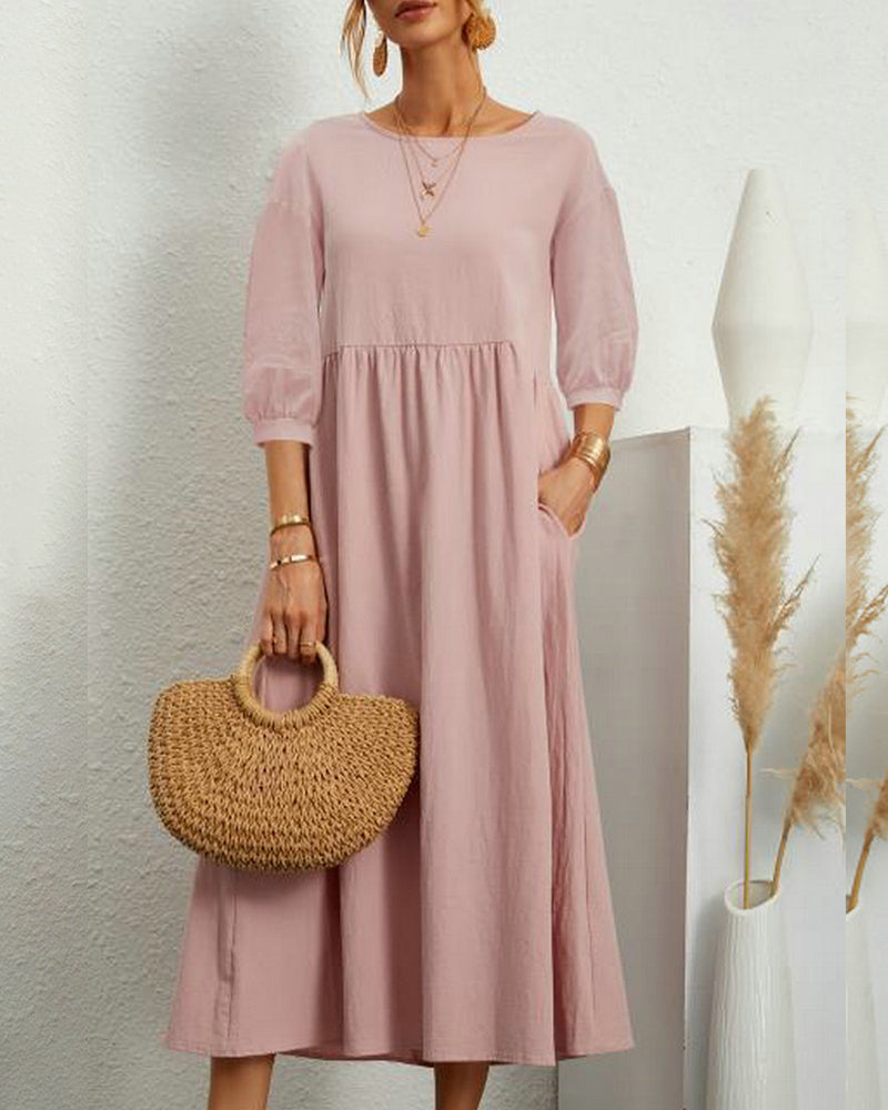 Florence | Midi Dress with Pockets and 3/4 Sleeves