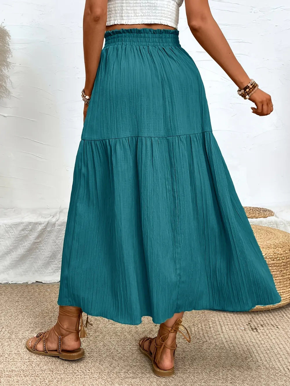 Lila | Tiered High Slit Midi Skirt