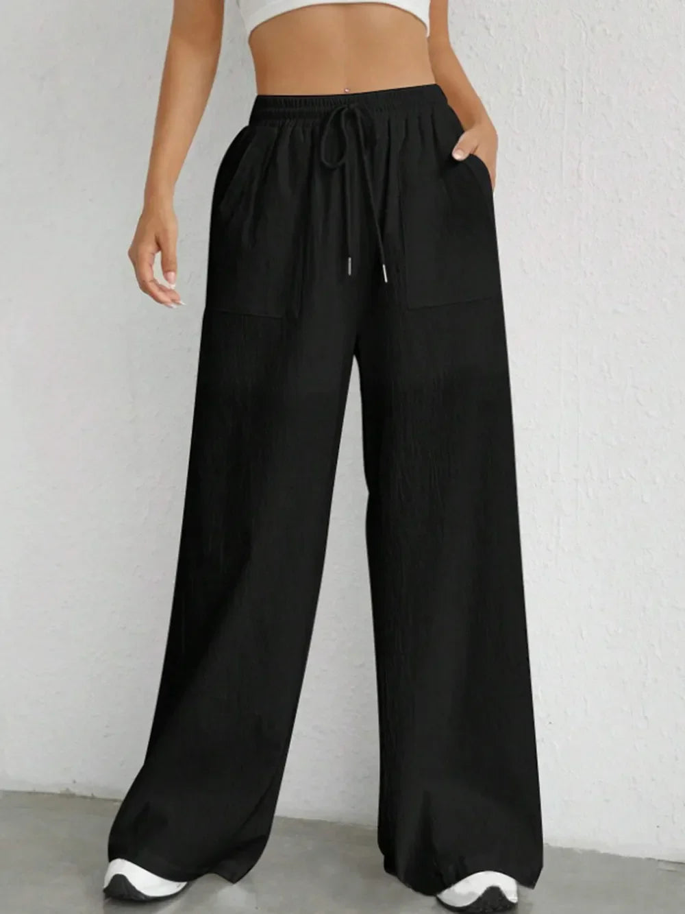 Emily | Drawstring Wide Leg Trousers