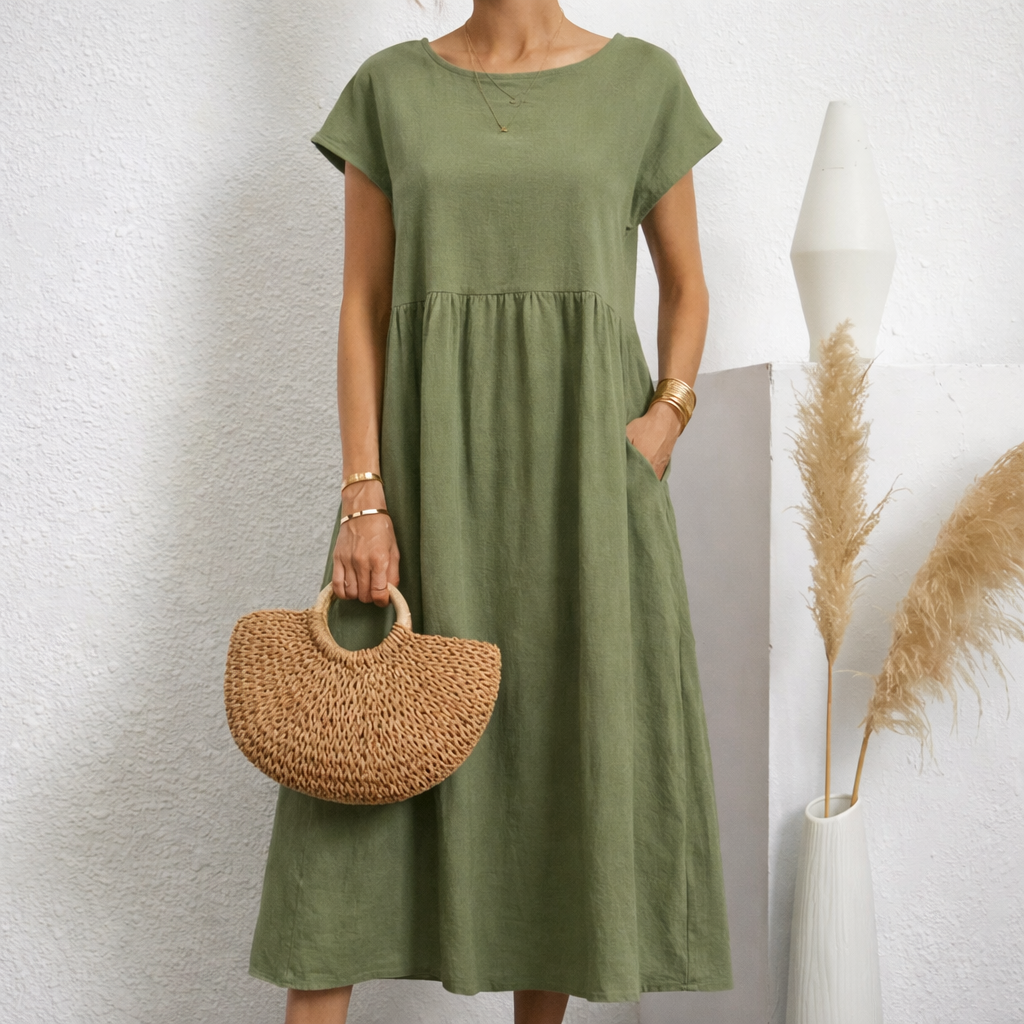Eleanor | Elegant Midi Dress with Soft Draping