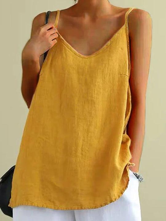 Bella | Spaghetti Strap Linen Blend Top