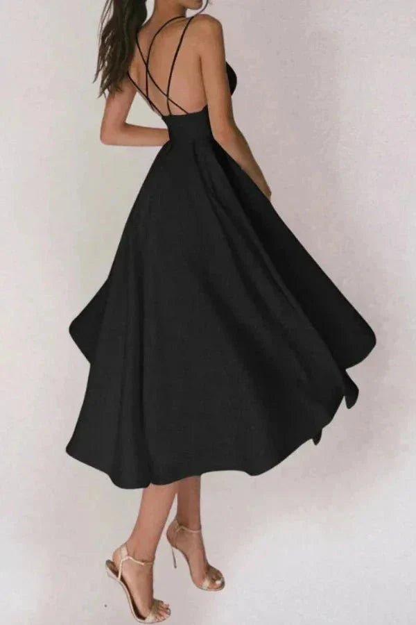 Sienna | Backless Midi Dress Strappy Plunge Neck