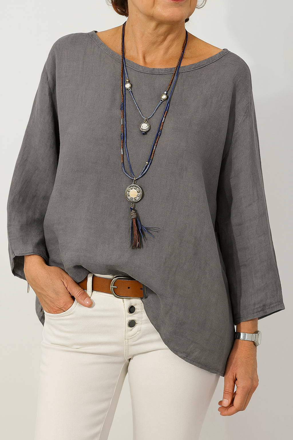 Olive | Oversized Cotton Linen Tunic Top