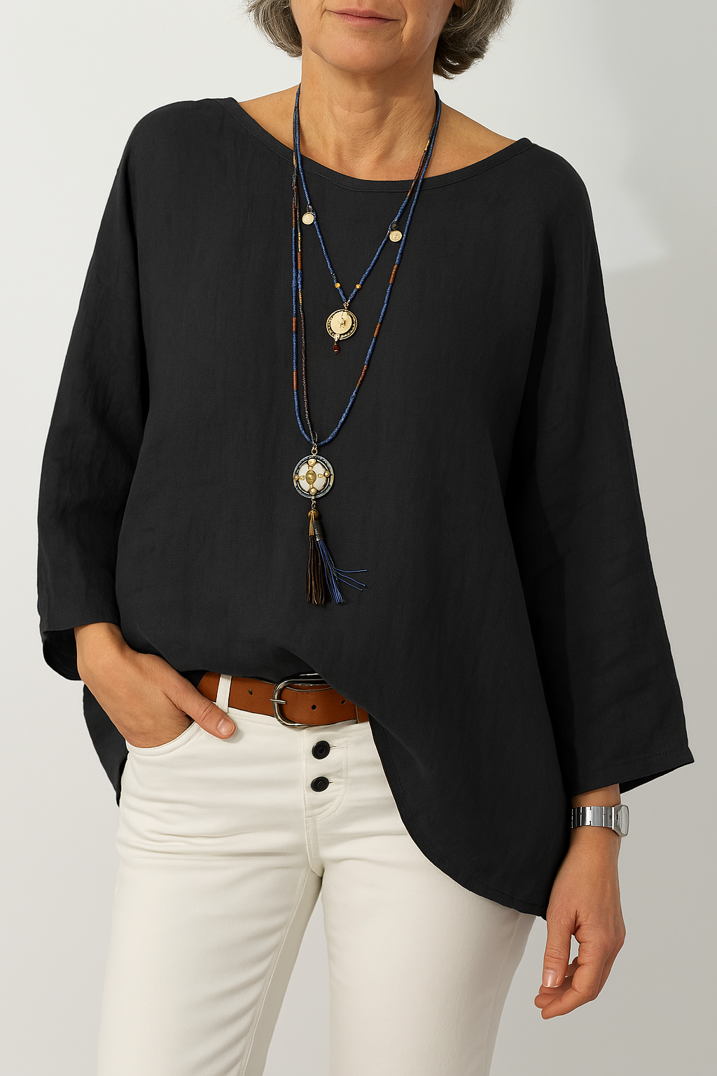 Olive | Oversized Cotton Linen Tunic Top