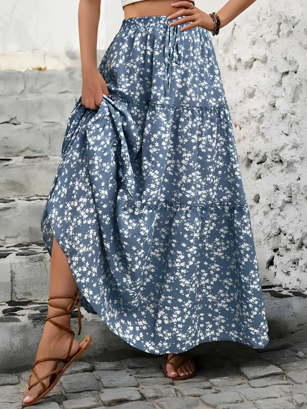 Ruby | Tiered Floral Maxi Skirt