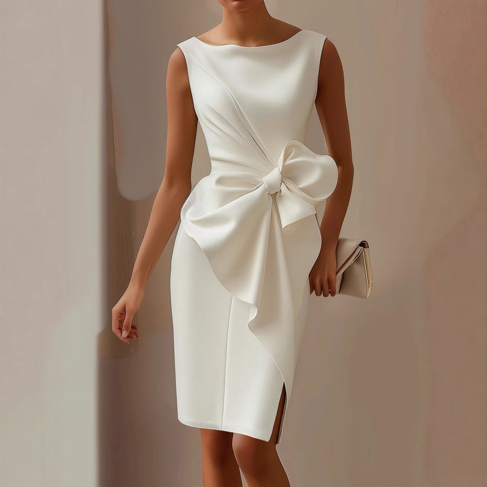 Audrey | Satin Bow Detail Wedding Guest Dress