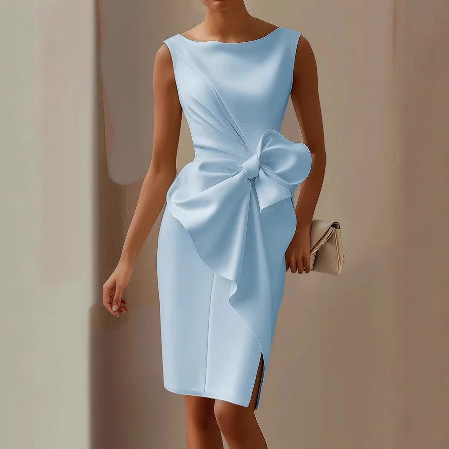 Audrey | Satin Bow Detail Wedding Guest Dress