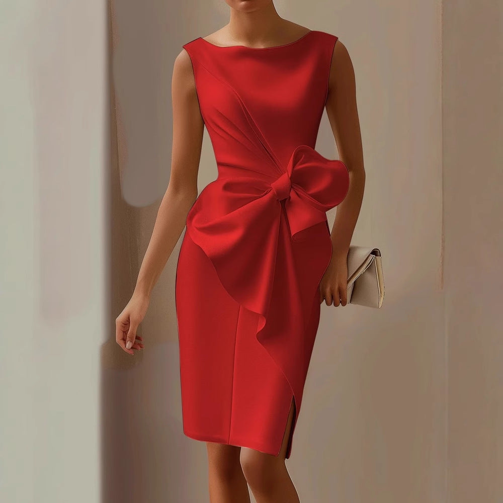Audrey | Satin Bow Detail Wedding Guest Dress