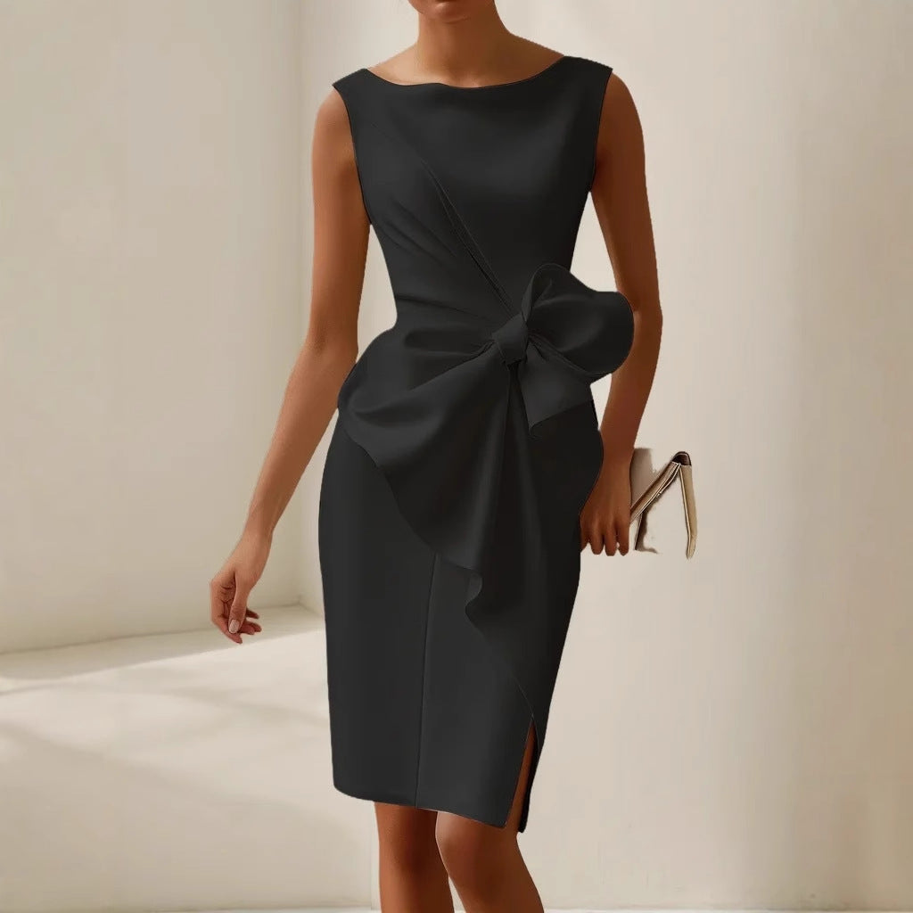 Audrey | Satin Bow Detail Wedding Guest Dress