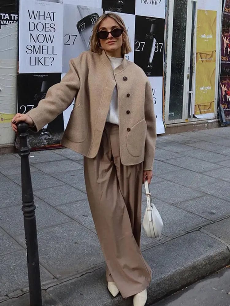 Imogen | Oversized Wool Blend Jacket with Button Front