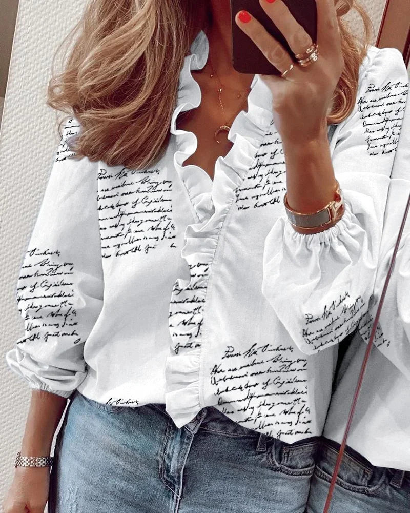 Camille | Ruffle Collar Long Sleeve Blouse