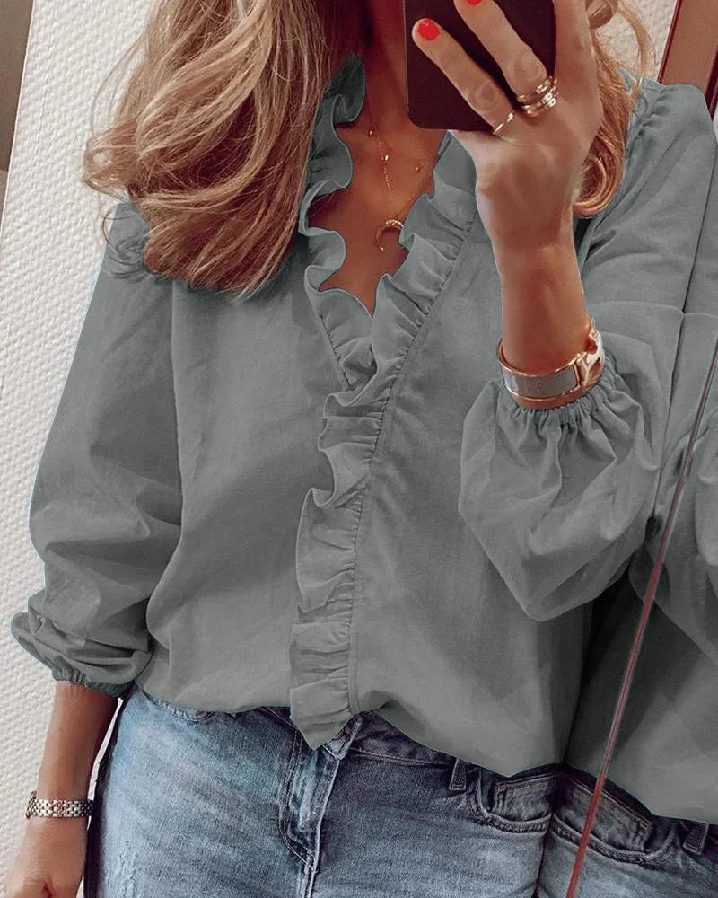 Camille | Ruffle Collar Long Sleeve Blouse