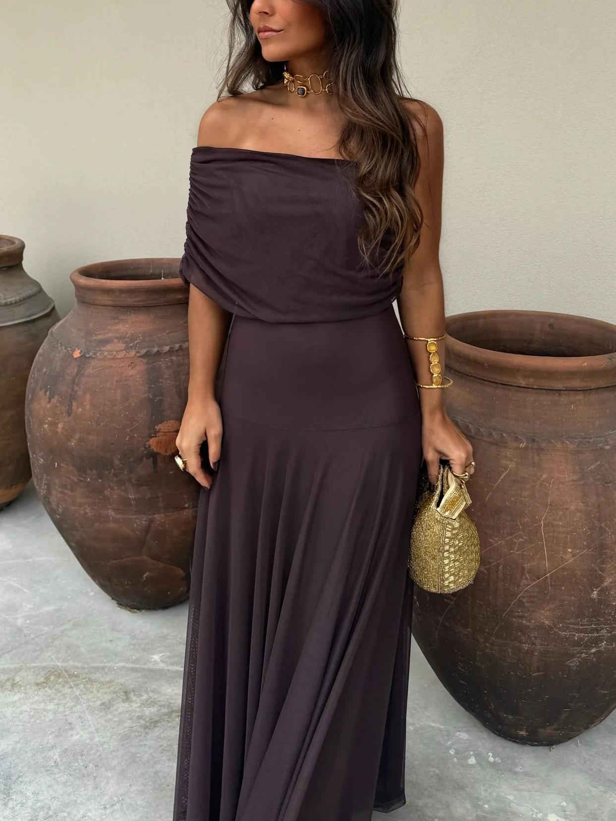 Juliet | Mesh Overlay Formal Maxi Dress