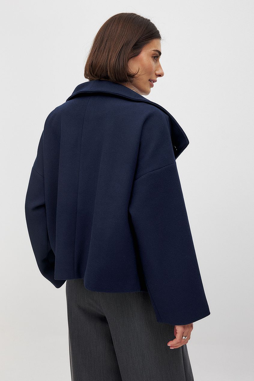 Elsie | Wool Blend Cropped Coat with Double Breasted Front