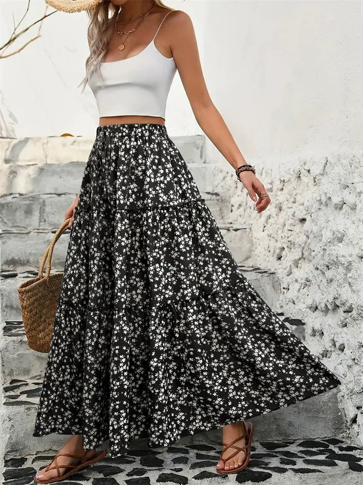 Ruby | Tiered Floral Maxi Skirt