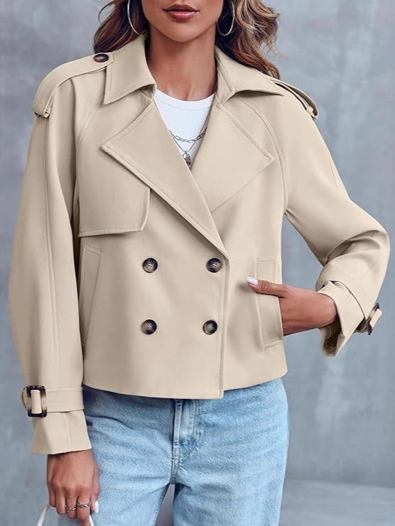 Clara | Cropped Double Breasted Trench Coat