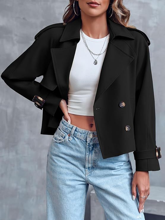 Clara | Cropped Double Breasted Trench Coat