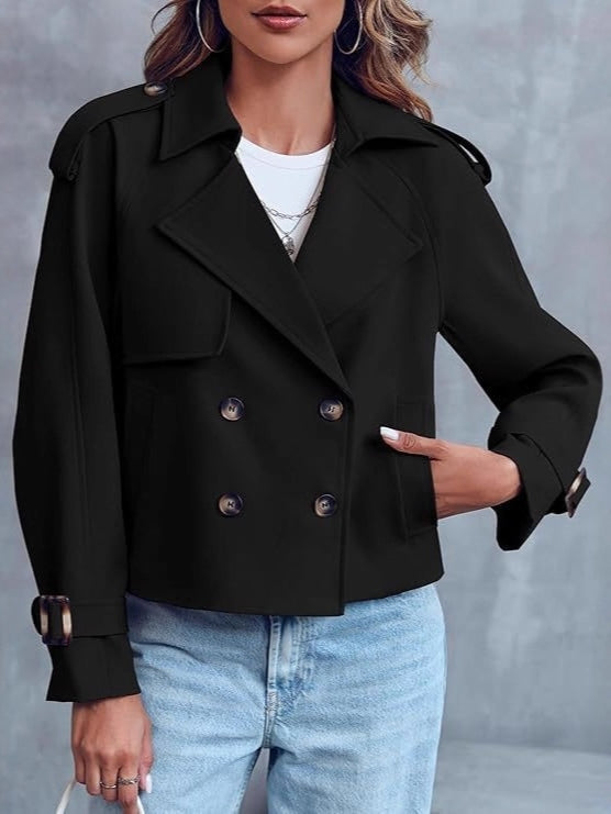 Clara | Cropped Double Breasted Trench Coat