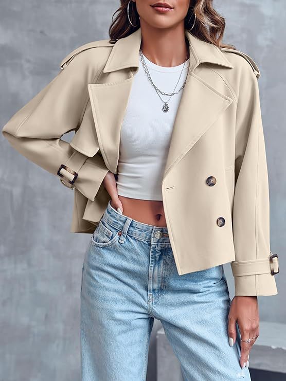 Clara | Cropped Double Breasted Trench Coat
