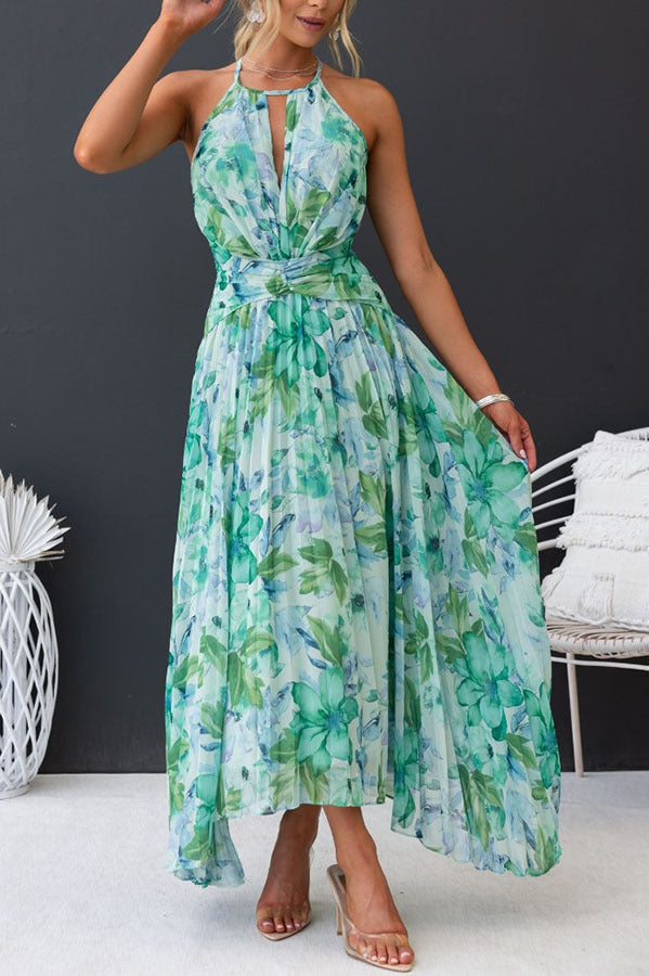 Charlotte | Halter Neck Pleated Wedding Guest Dress