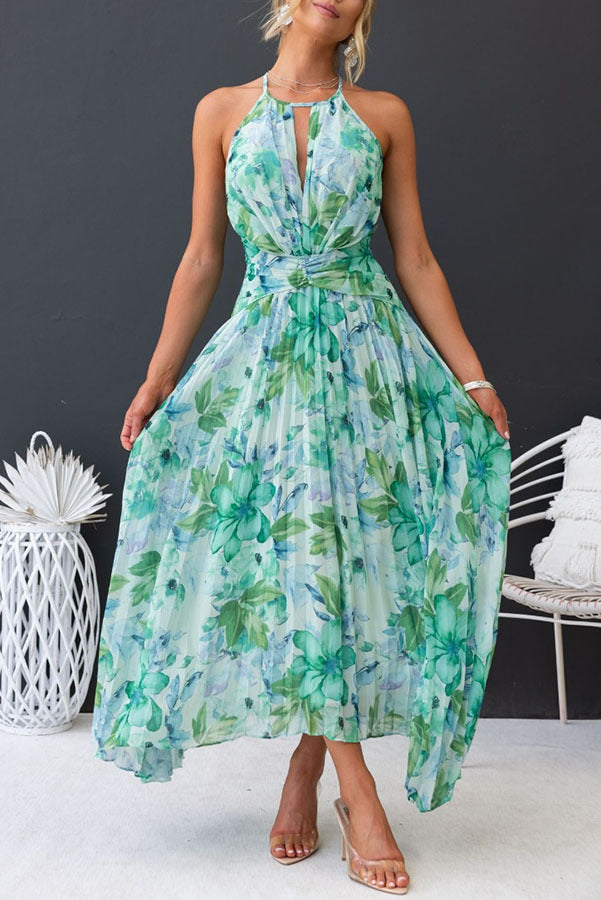 Charlotte | Halter Neck Pleated Wedding Guest Dress