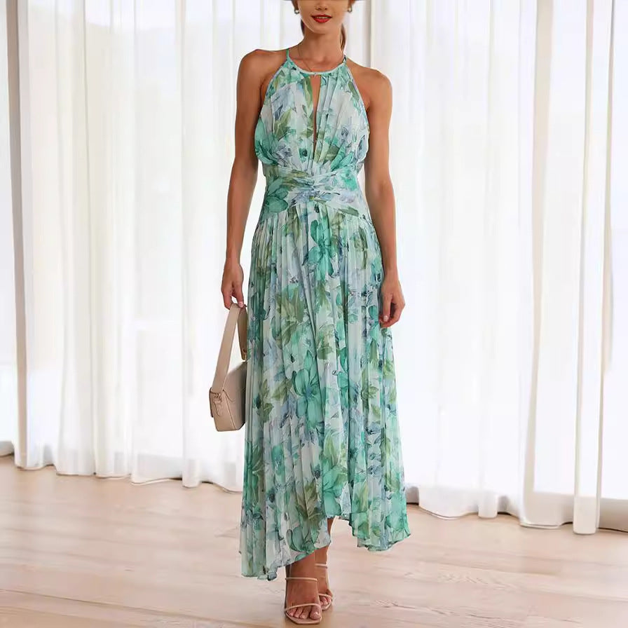 Charlotte | Halter Neck Pleated Wedding Guest Dress