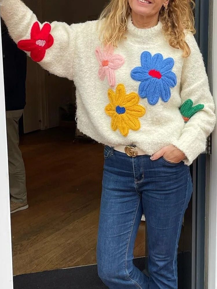 Ruby | Floral Knit Crew Neck Jumper