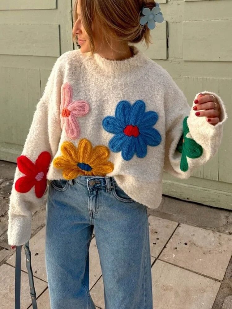 Ruby | Floral Knit Crew Neck Jumper