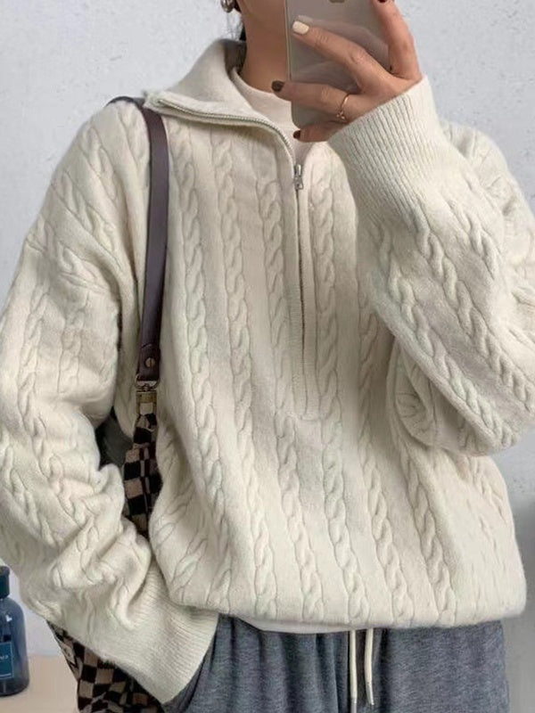 Victoria | Cable Knit Half Zip Jumper