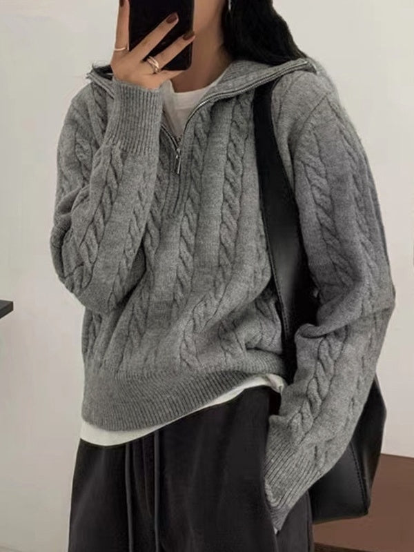Victoria | Cable Knit Half Zip Jumper