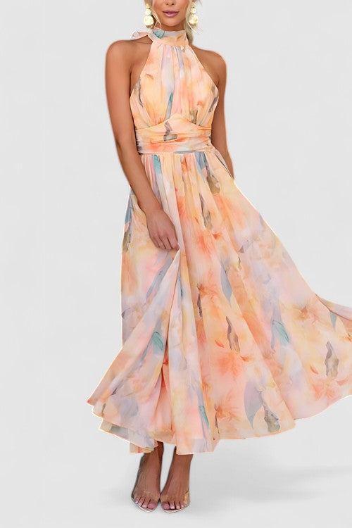 Olivia | Halter Neck Floral Wedding Guest Dress