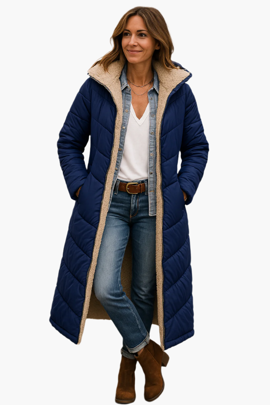 Bonnie | Long Puffer Coat Hooded Lined Zip Up