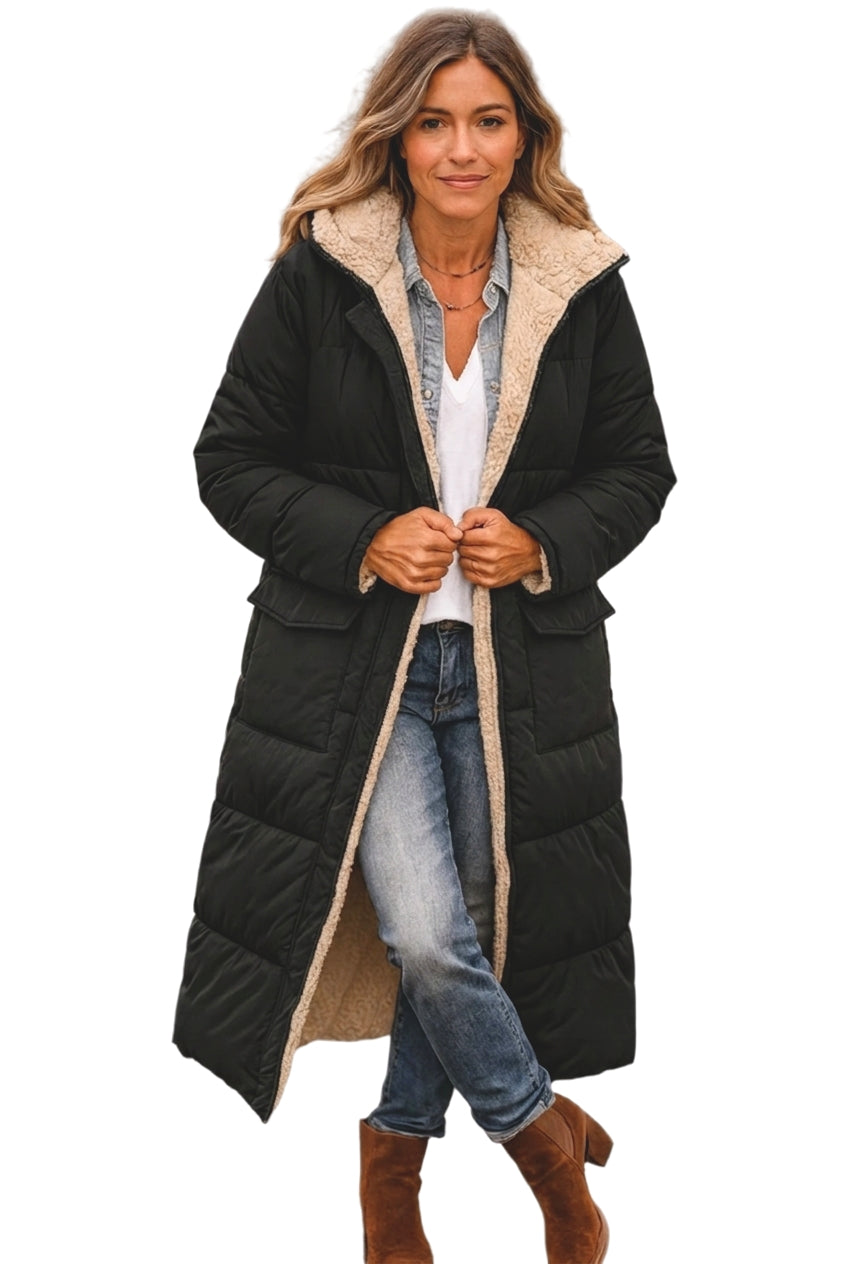Bonnie | Long Puffer Coat Hooded Lined Zip Up