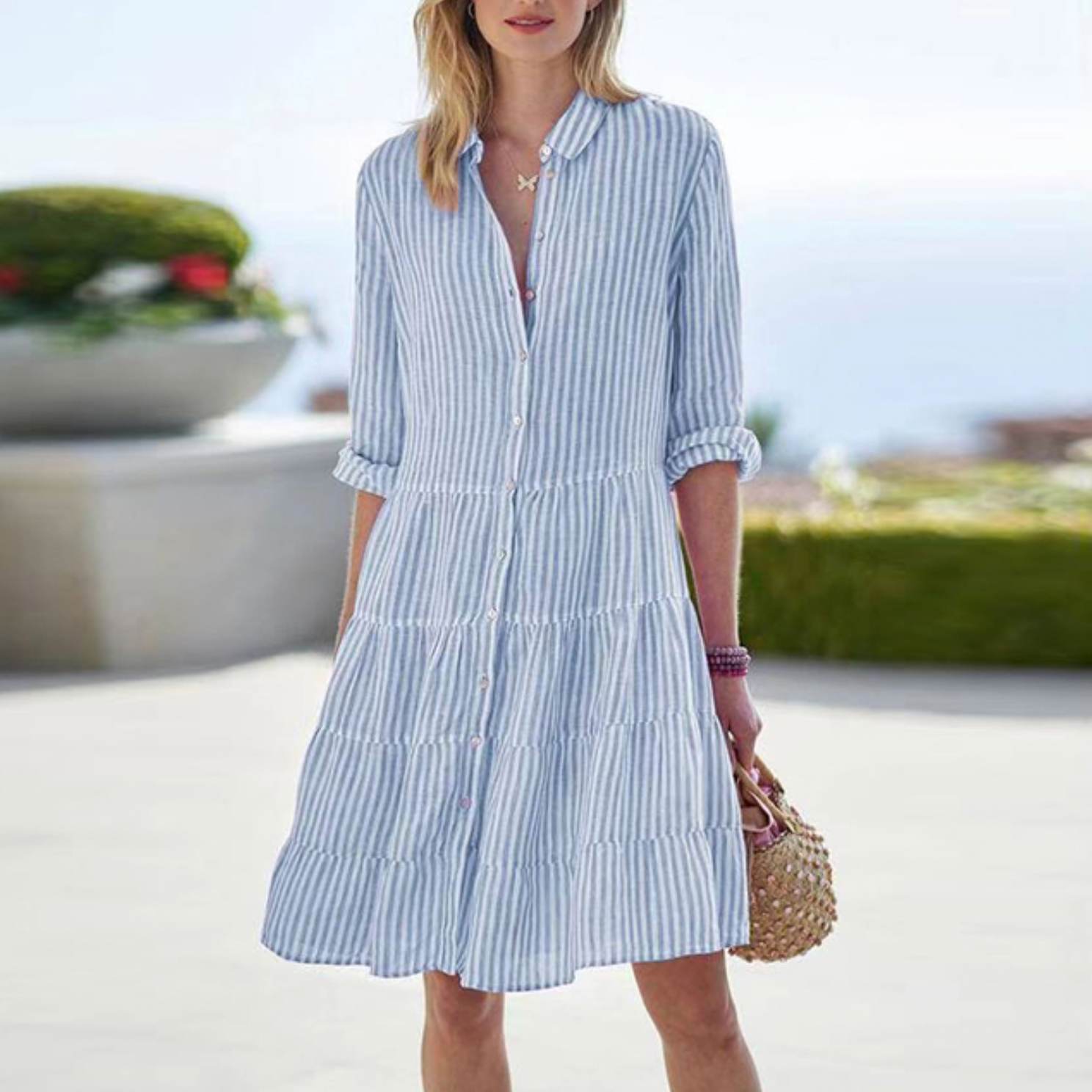 Lucy | Button Front Casual Midi Dress