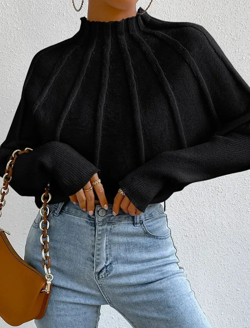 Vivienne | Sunburst Knit Mock Neck Jumper