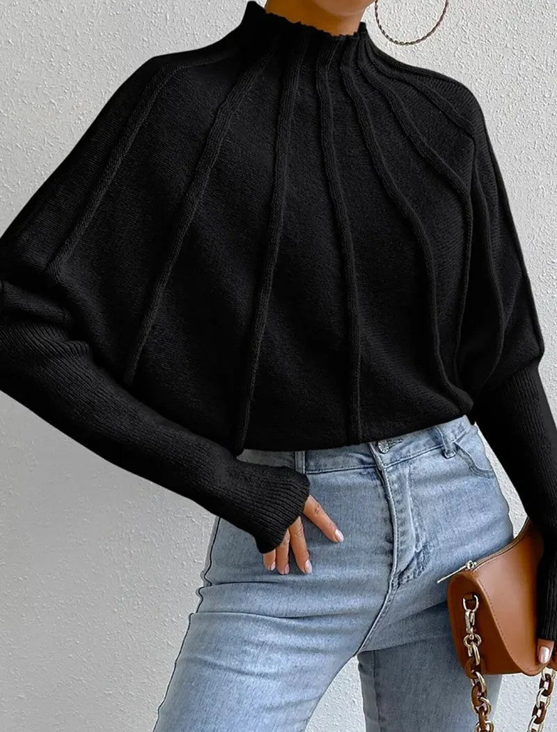 Vivienne | Sunburst Knit Mock Neck Jumper