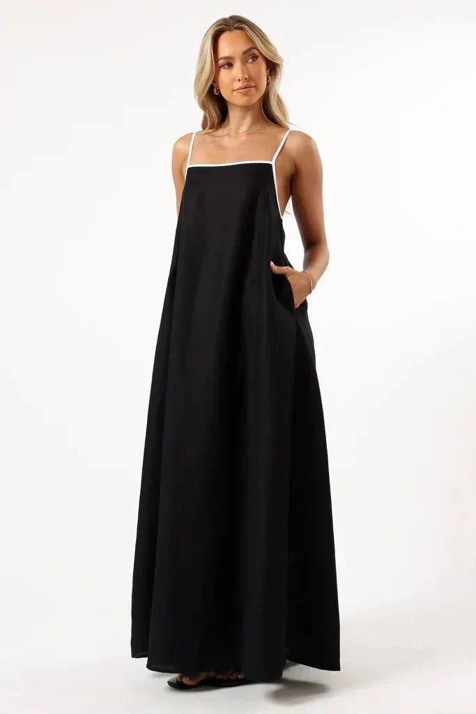Willow | Linen Blend Maxi Dress Strappy A Line