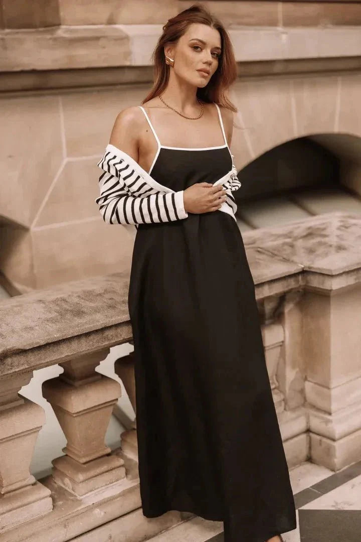 Willow | Linen Blend Maxi Dress Strappy A Line