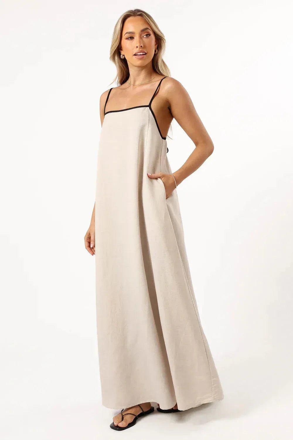 Willow | Linen Blend Maxi Dress Strappy A Line