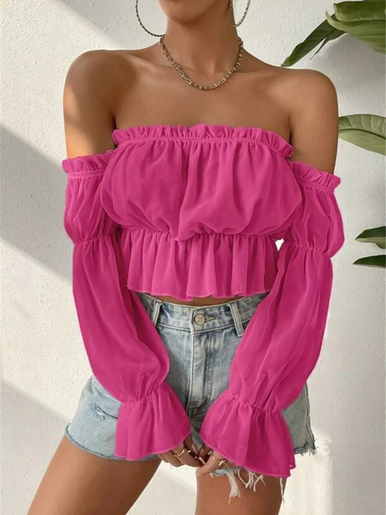Geneva | Off Shoulder Ruffle Crop Blouse