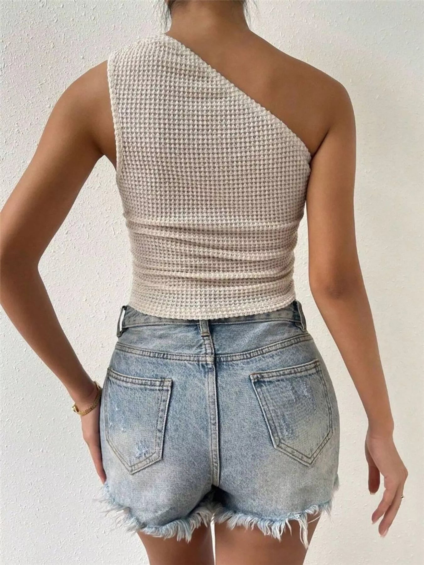 Sienna | One Shoulder Waffle Knit Tank